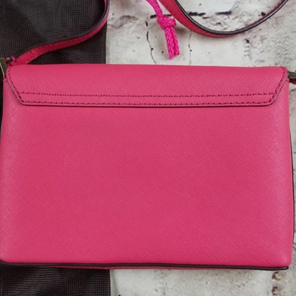 Kate Spade Leather Crossbody Small Purse Gold Handbag Bag Preppy Barbie Pink